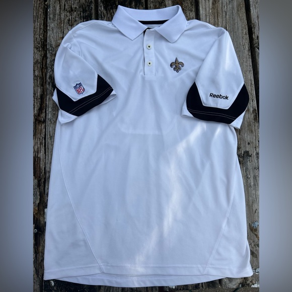 Reebok Mens New Orleans Saints Embroidered White Short Sleeve Polo Small - Picture 3 of 5